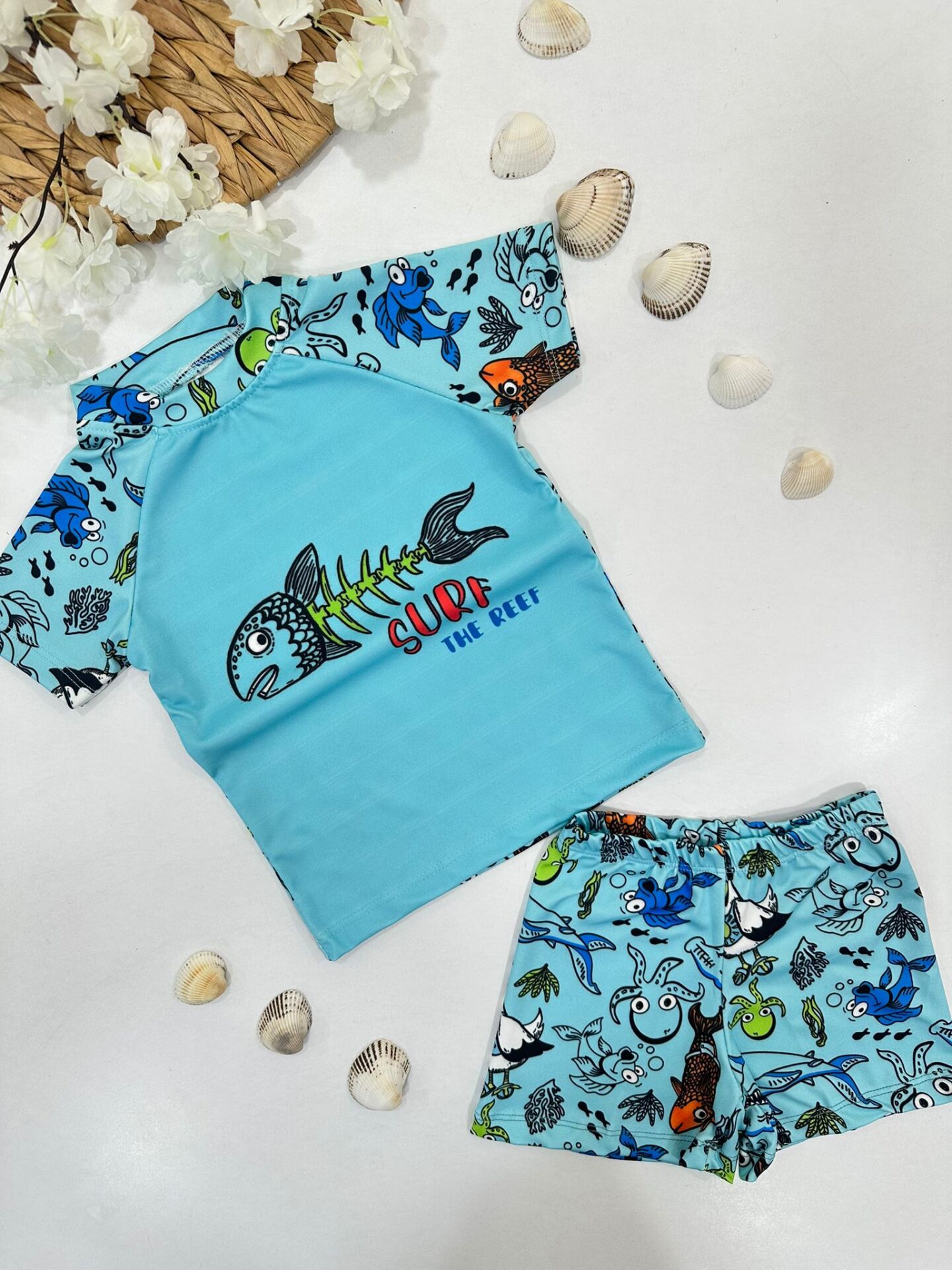 Balık Desenli Erkek Çocuk Mayo Takımı