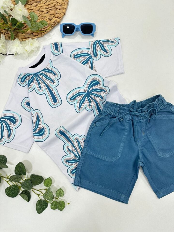 ERKEK ÇOCUK PALMİYE DESENLİ TAKIM