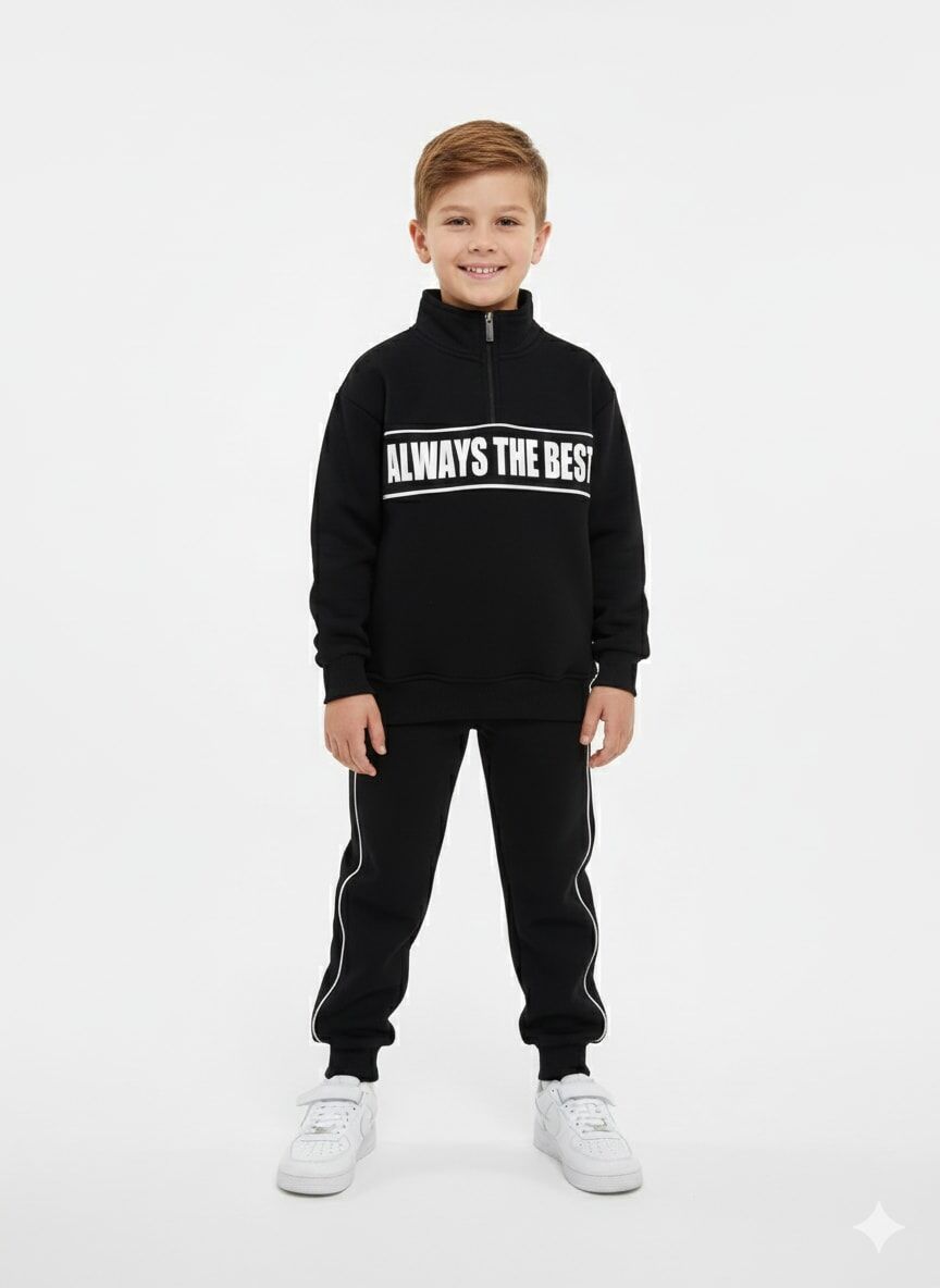 Erkek Çocuk Yarım Fermuarlı 3 ip Eşofman Takımı