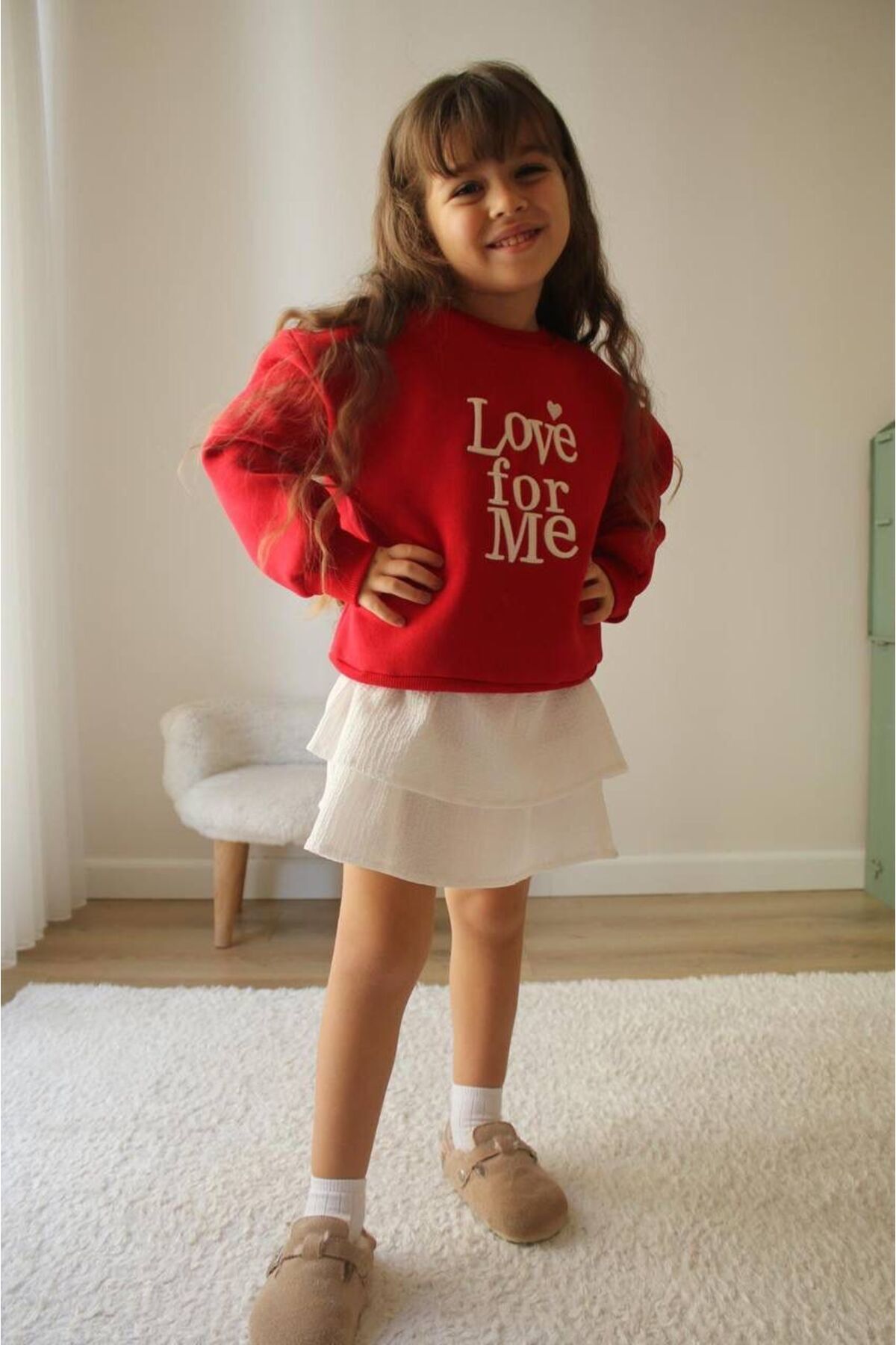 KIZ ÇOCUK ETEKLİ SWEATSHİRT TAKIM