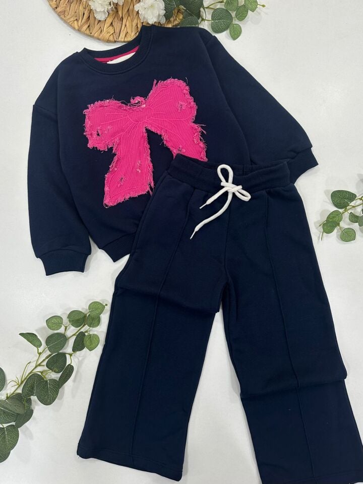 KIZ ÇOCUK FİYONK DETAYLI  EŞOFMAN  TAKIMI