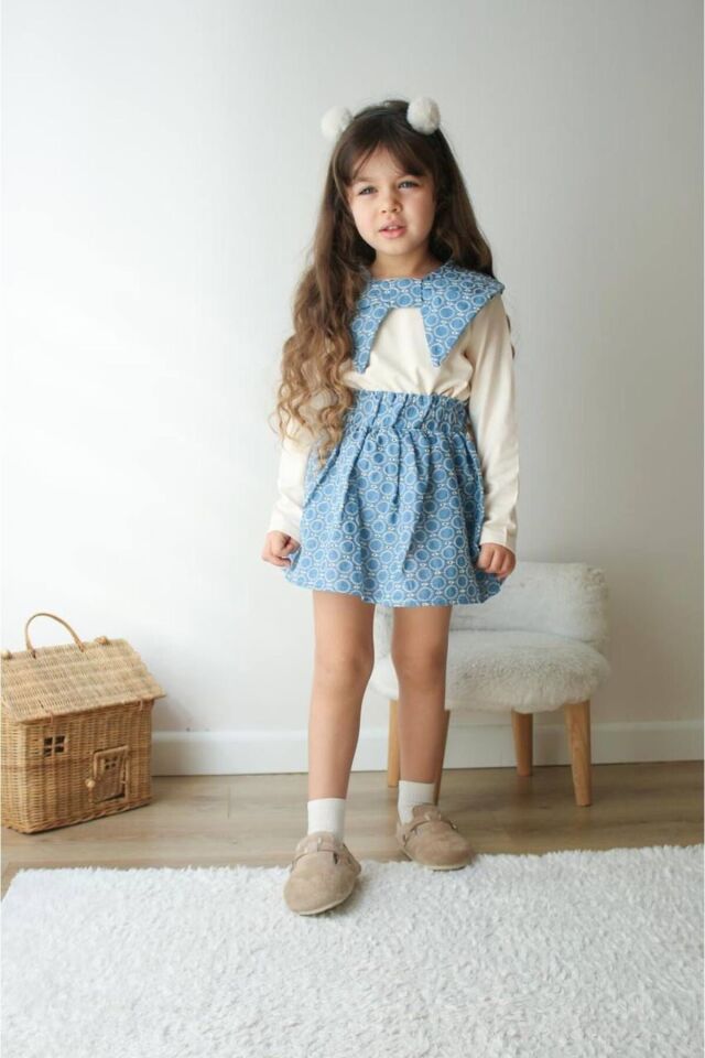 KIZ ÇOCUK FİYONK DETAYLI ETEKLİ TAKIM