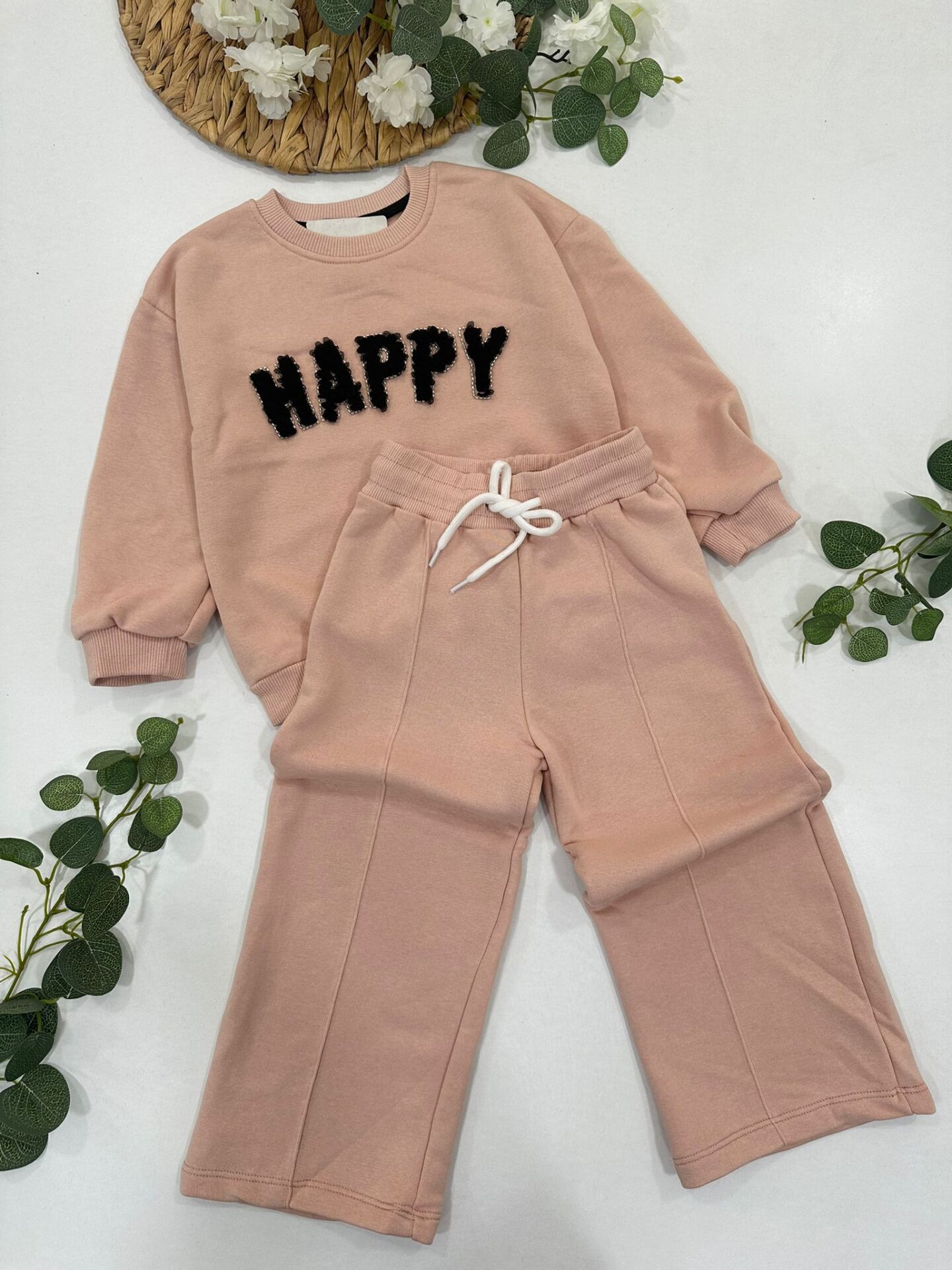 KIZ ÇOCUK HAPPY BASKILI EŞOFMAN TAKIMI