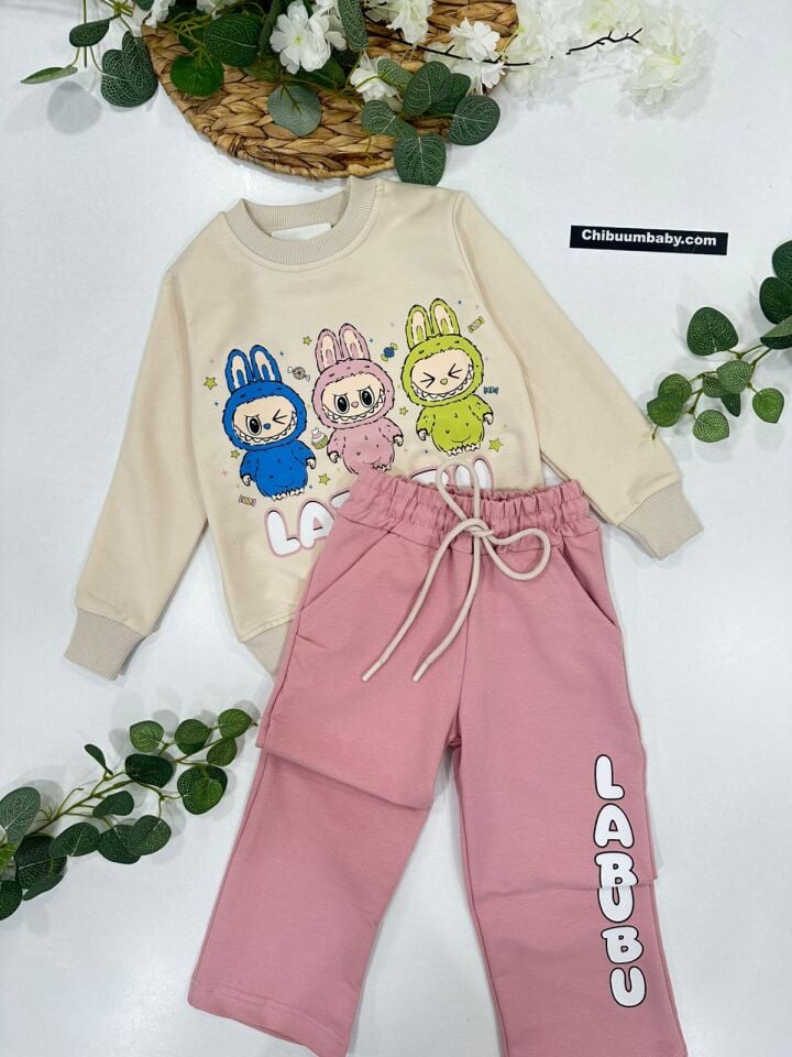 KIZ ÇOCUK LABUBU BASKILI EŞOFMAN TAKIMI