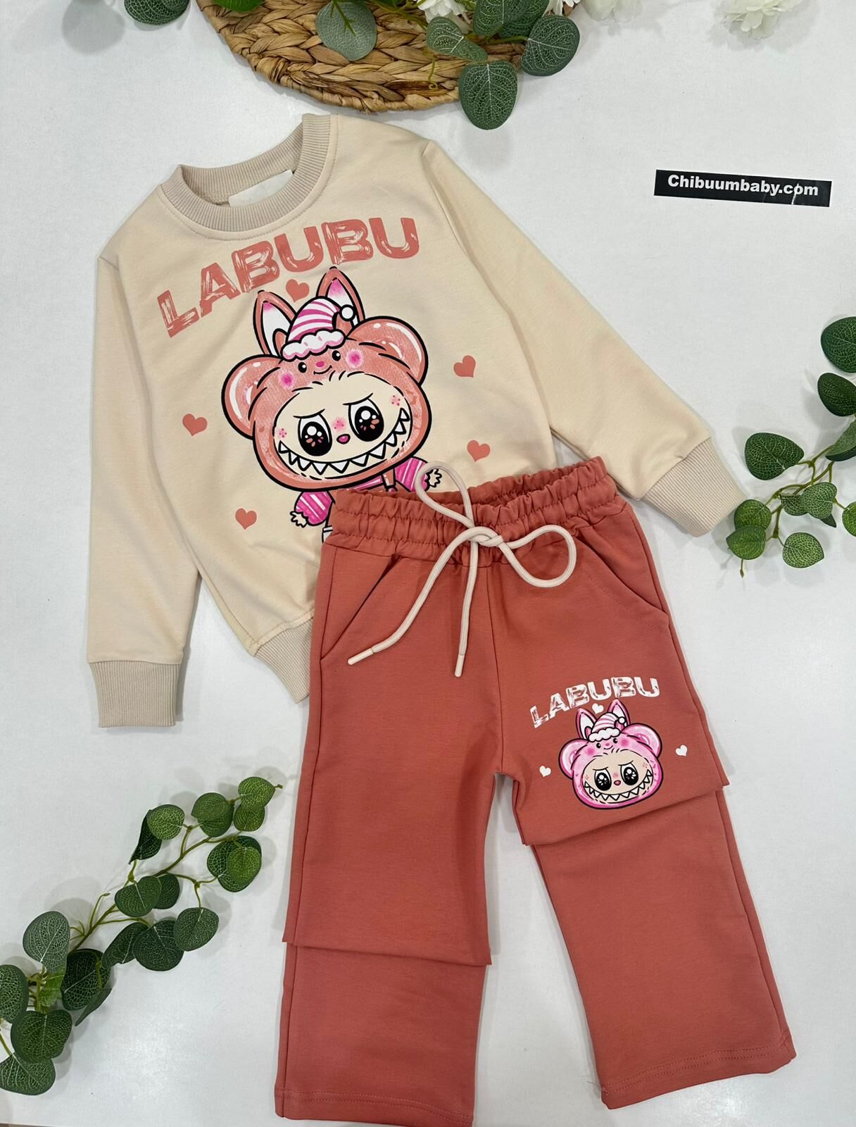 KIZ ÇOCUK LABUBU BASKILI EŞOFMAN TAKIMI