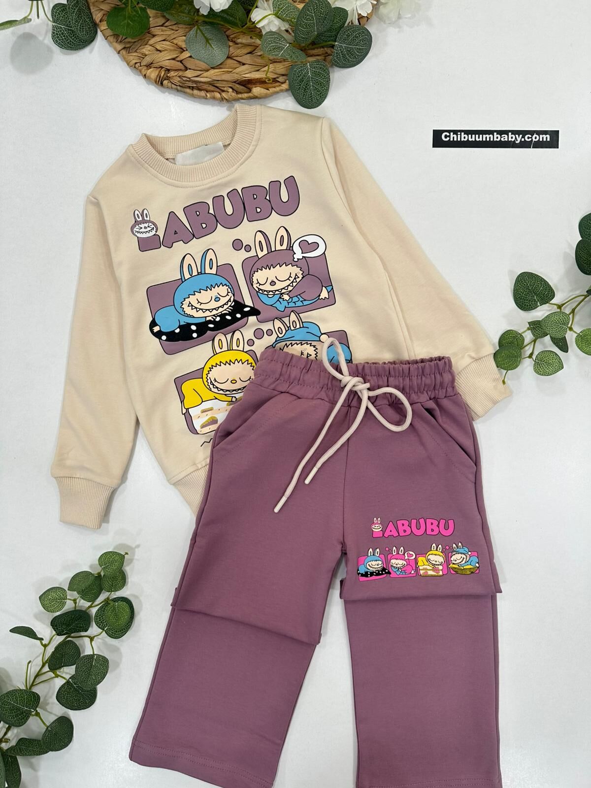 KIZ ÇOCUK LABUBU BASKILI EŞOFMAN TAKIMI