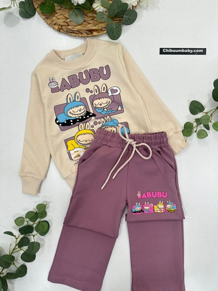 KIZ ÇOCUK LABUBU BASKILI EŞOFMAN TAKIMI