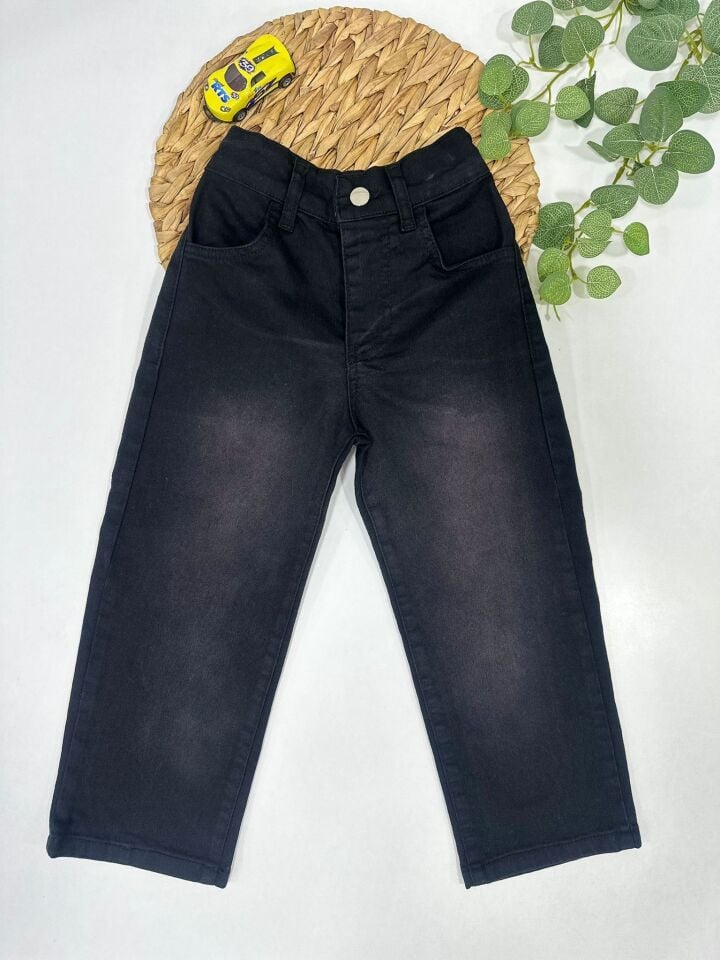 Esnek Pamuklu Çocuk Jean Pantolon Arkası Lastikli Rahat Kalıp