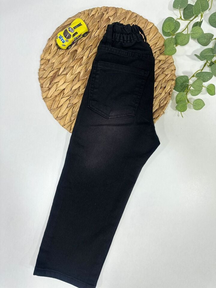 Esnek Pamuklu Çocuk Jean Pantolon Arkası Lastikli Rahat Kalıp