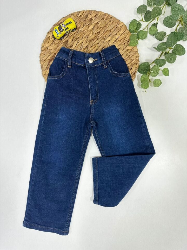Esnek Pamuklu Çocuk Jean Pantolon Arkası Lastikli Rahat Kalıp