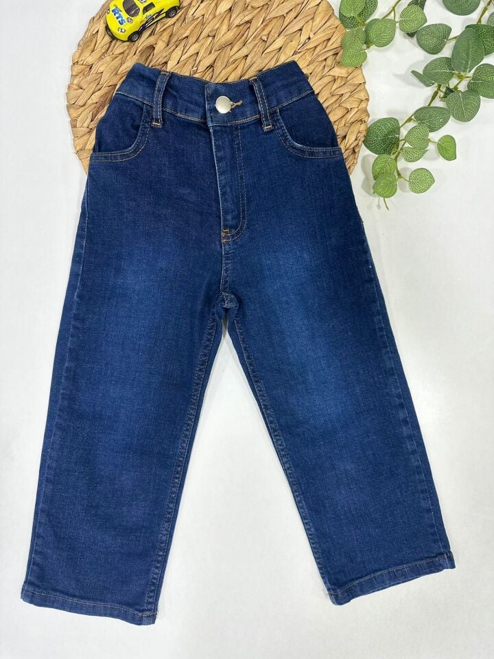 Esnek Pamuklu Çocuk Jean Pantolon Arkası Lastikli Rahat Kalıp