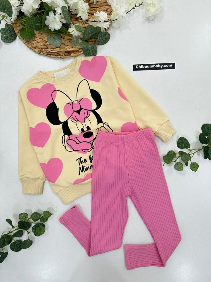 KIZ ÇOCUK MİNNİE MOUSE BASKILI TAYTLI TAKIM