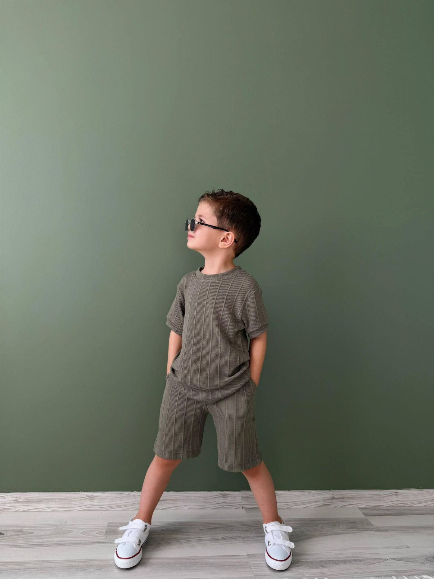 ERKEK ÇOCUK DOKULU ŞORTLU TAKIM