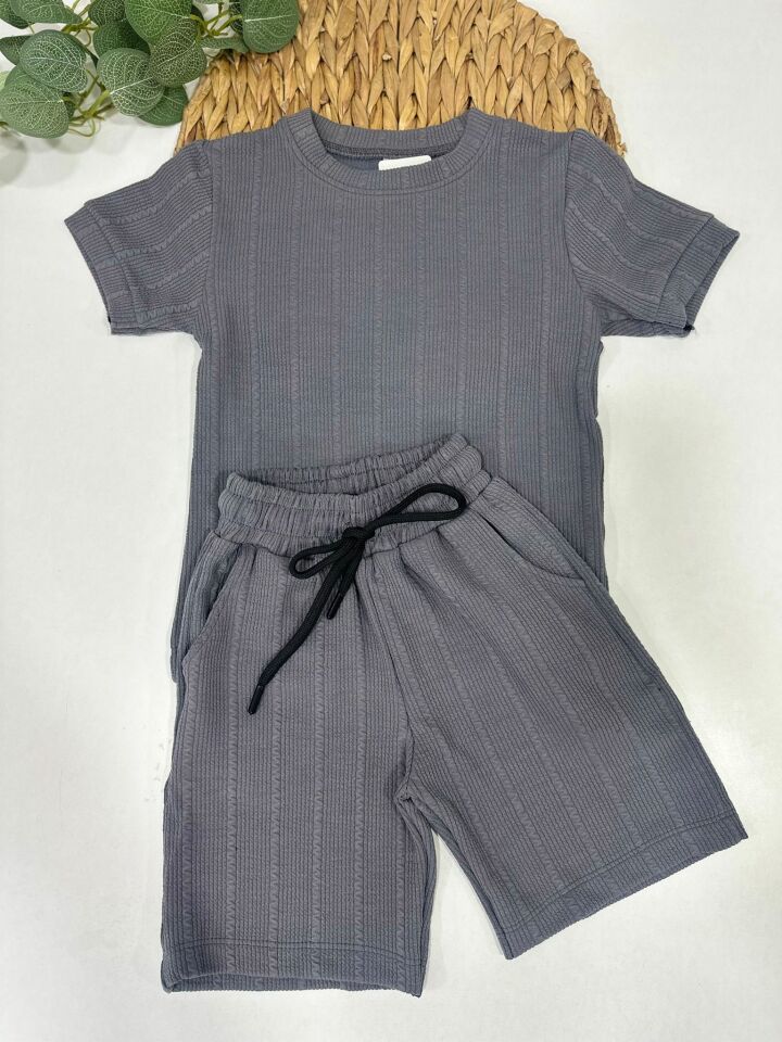 ERKEK ÇOCUK DOKULU ŞORTLU TAKIM