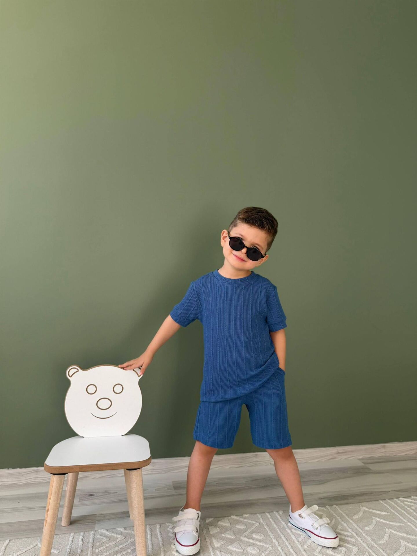 ERKEK ÇOCUK DOKULU ŞORTLU TAKIM