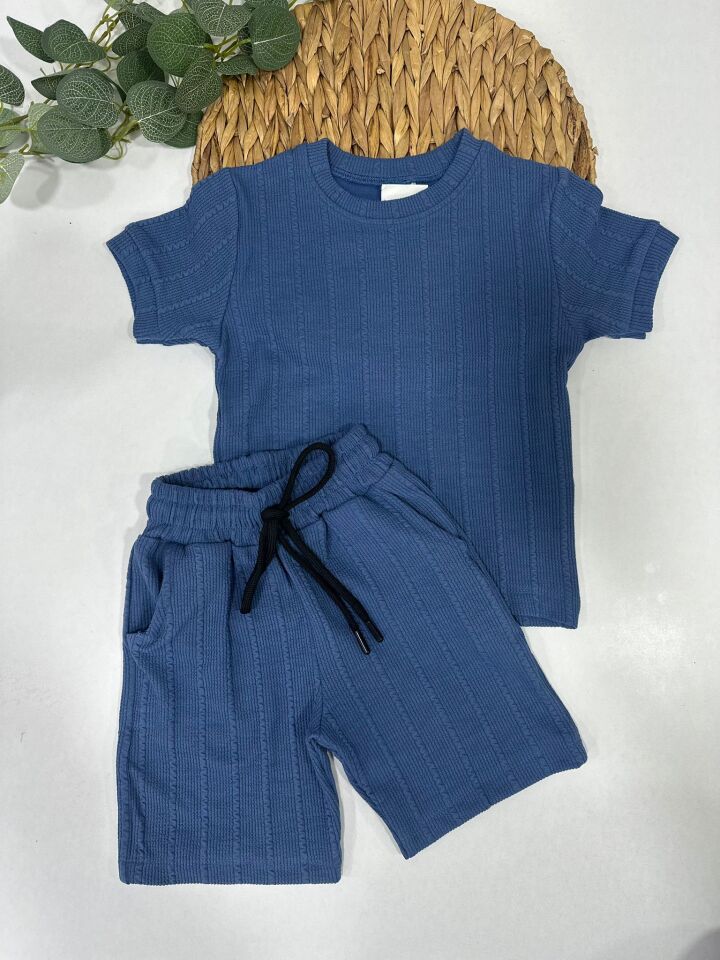 ERKEK ÇOCUK DOKULU ŞORTLU TAKIM