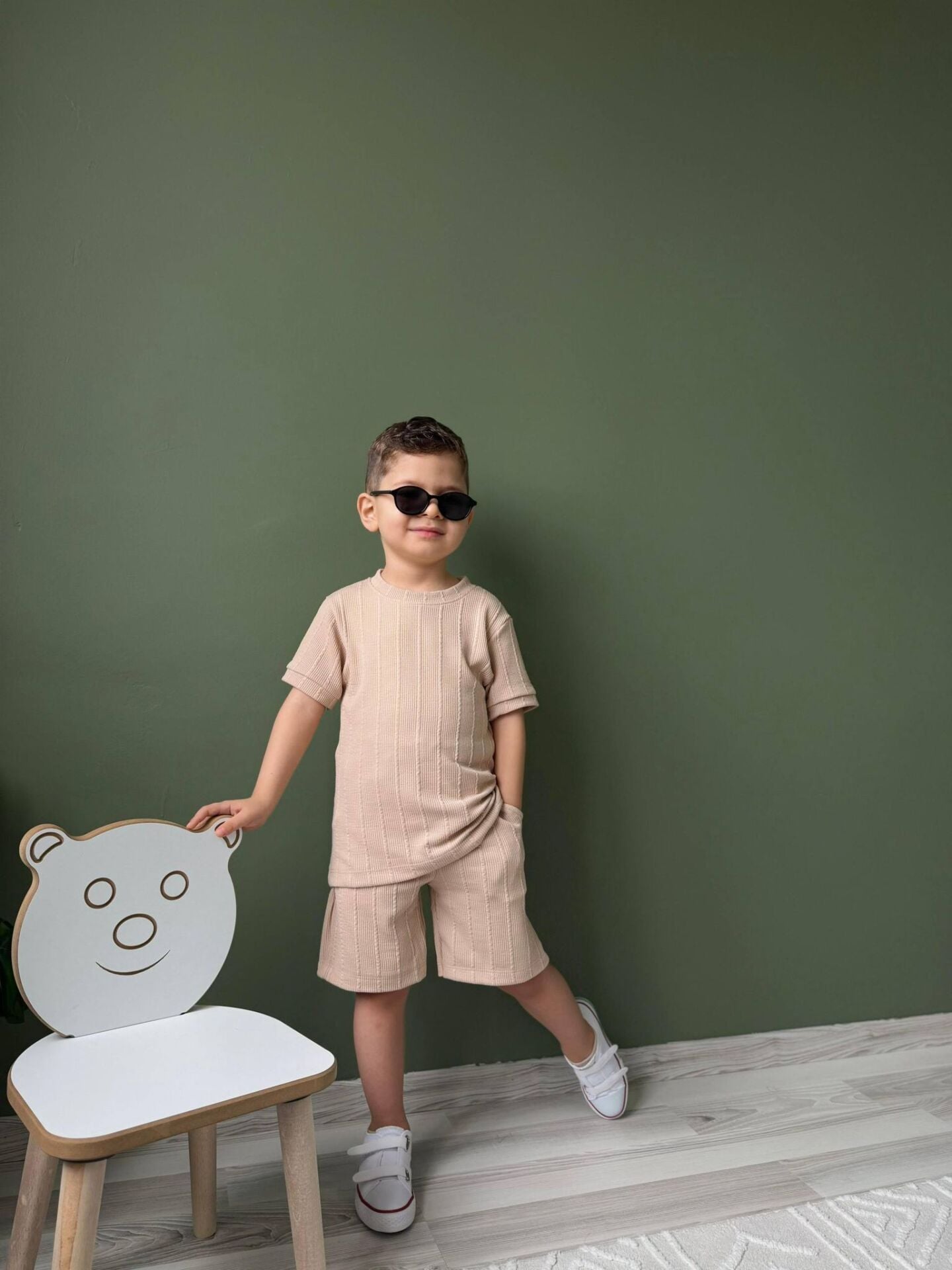 ERKEK ÇOCUK DOKULU ŞORTLU TAKIM