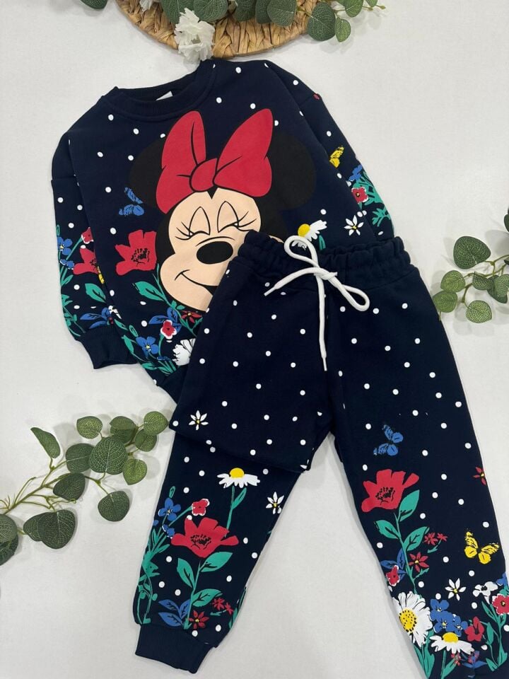 KIZ ÇOCUK RENKLİ  MINNIE BASKILI EŞOFMAN TAKIMI