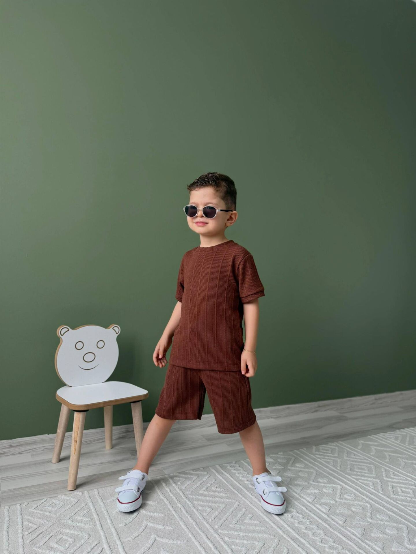 ERKEK ÇOCUK DOKULU ŞORTLU TAKIM