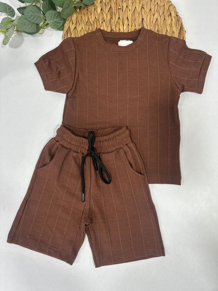 ERKEK ÇOCUK DOKULU ŞORTLU TAKIM