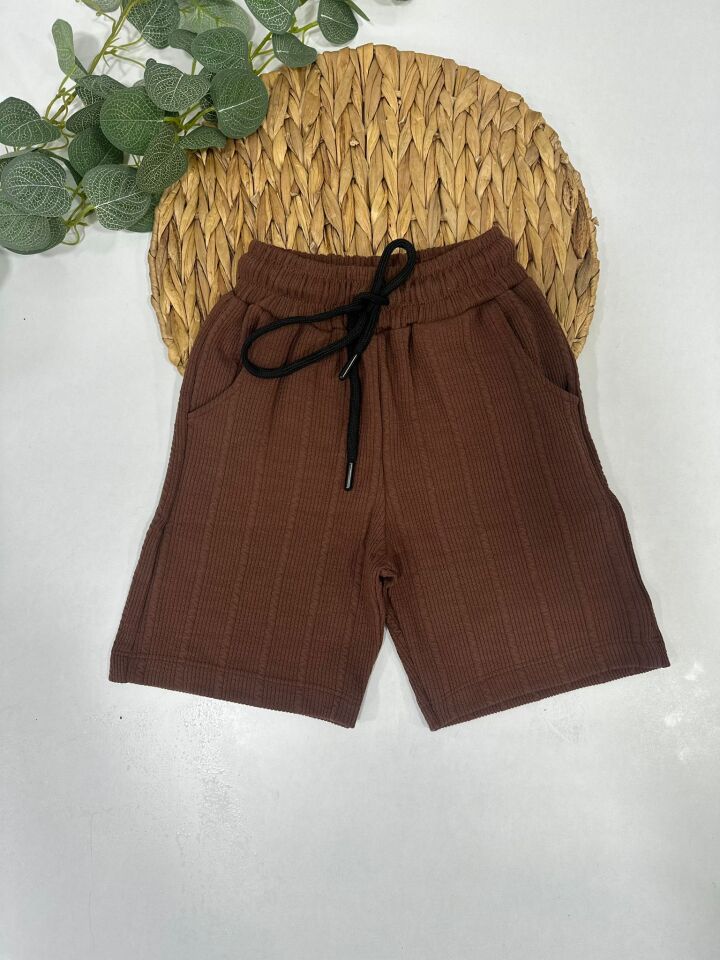 ERKEK ÇOCUK DOKULU ŞORTLU TAKIM