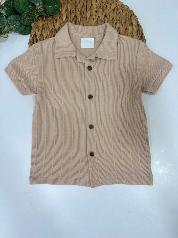 ERKEK ÇOCUK DOKULU GÖMLEK ŞORT TAKIM