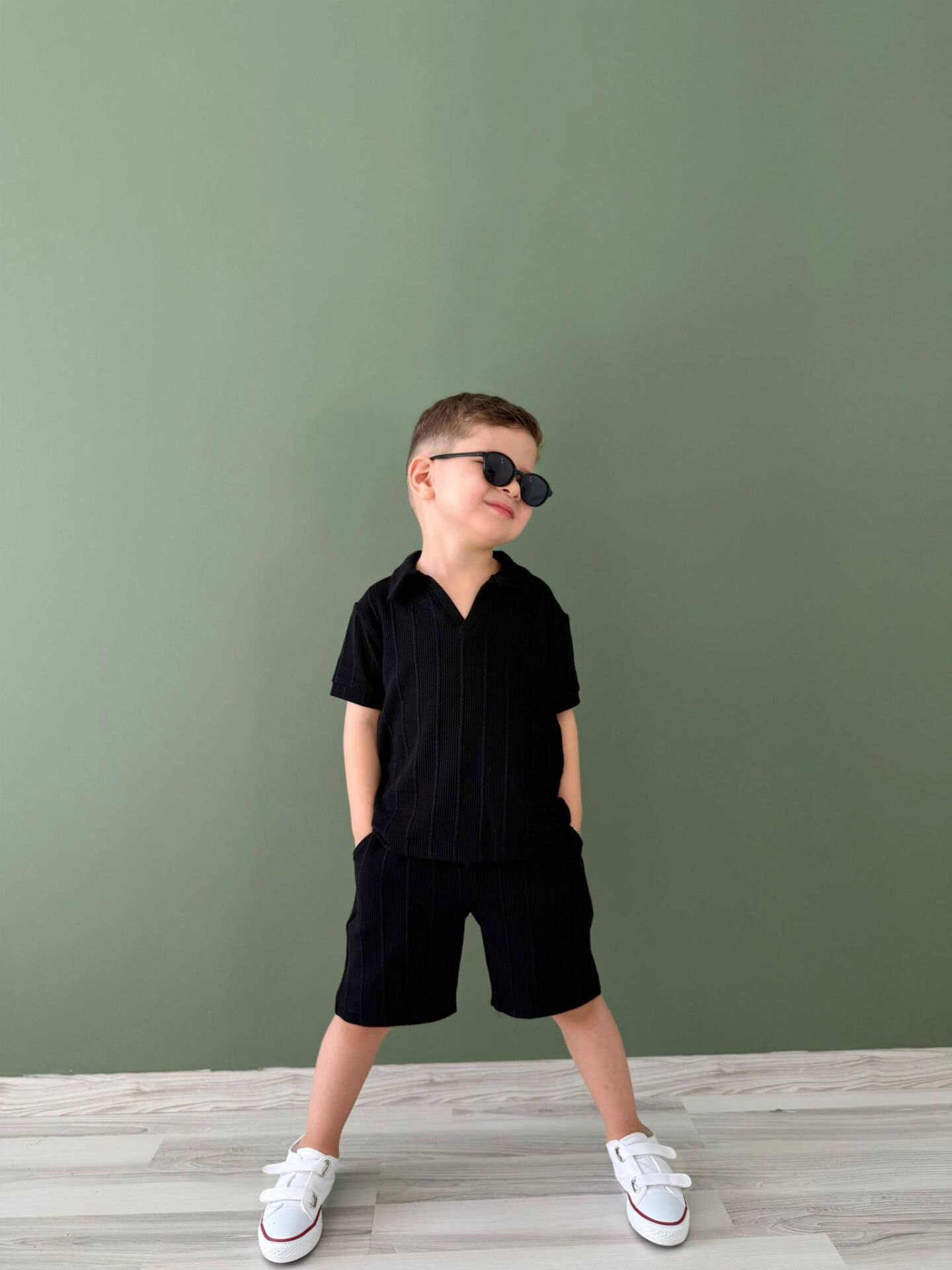 ERKEK ÇOCUK POLO YAKA DOKULU ŞORTLU TAKIM