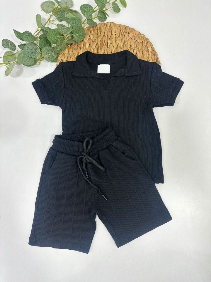 ERKEK ÇOCUK POLO YAKA DOKULU ŞORTLU TAKIM