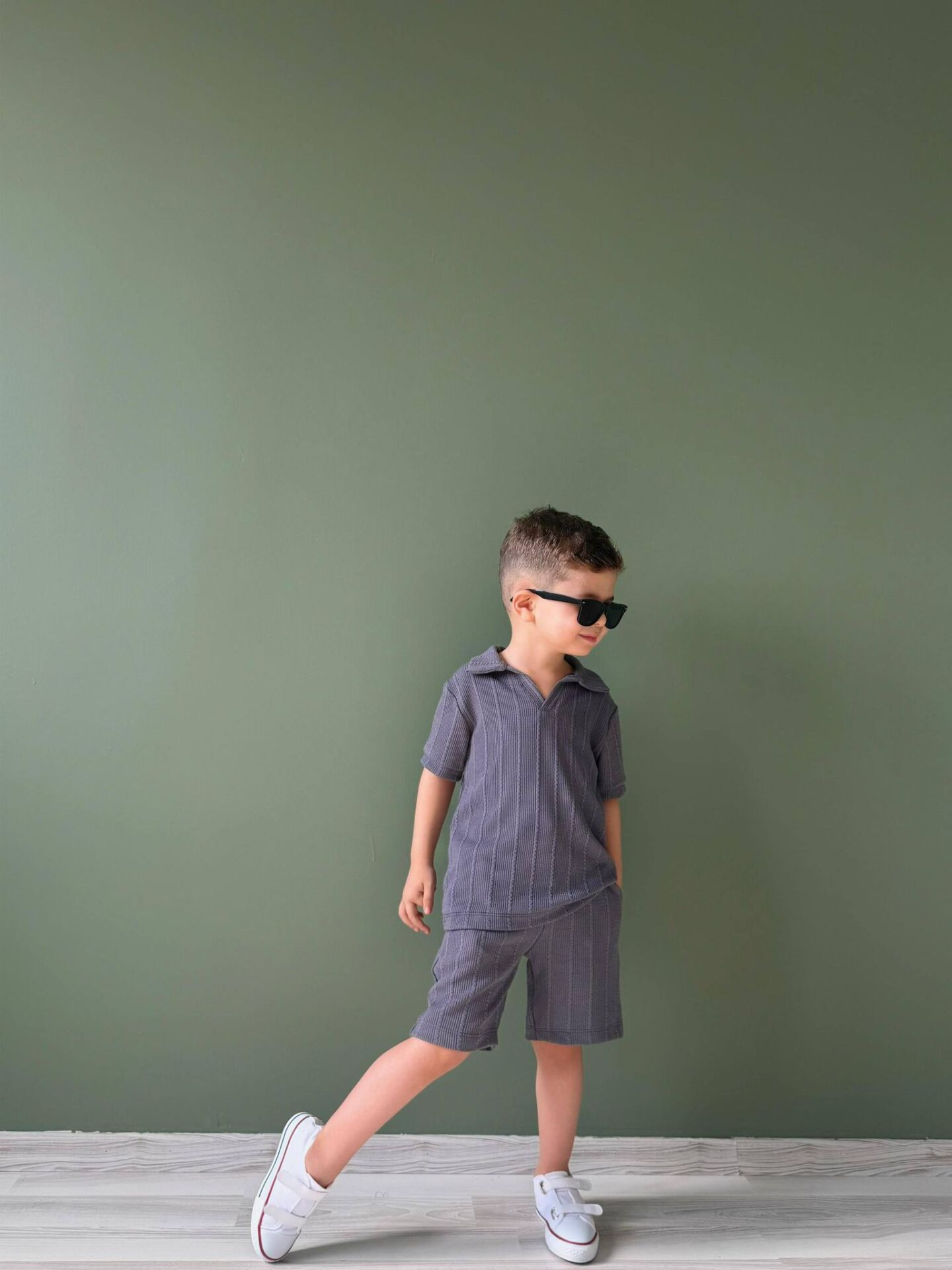 ERKEK ÇOCUK POLO YAKA DOKULU ŞORTLU TAKIM