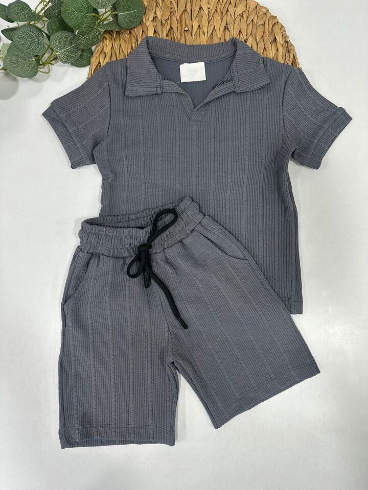 ERKEK ÇOCUK POLO YAKA DOKULU ŞORTLU TAKIM