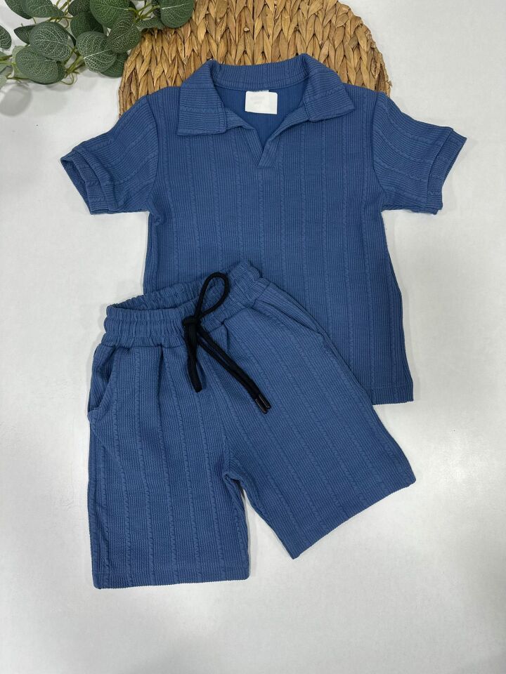 ERKEK ÇOCUK POLO YAKA DOKULU ŞORTLU TAKIM