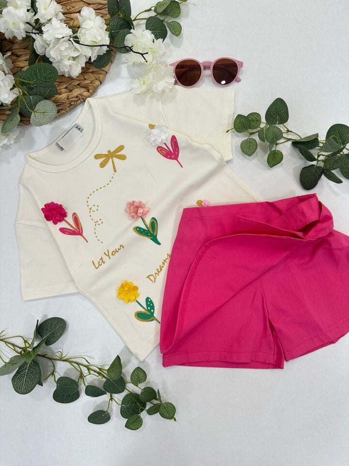 KIZ ÇOCUK ŞORT ETEKLİ TAKIM