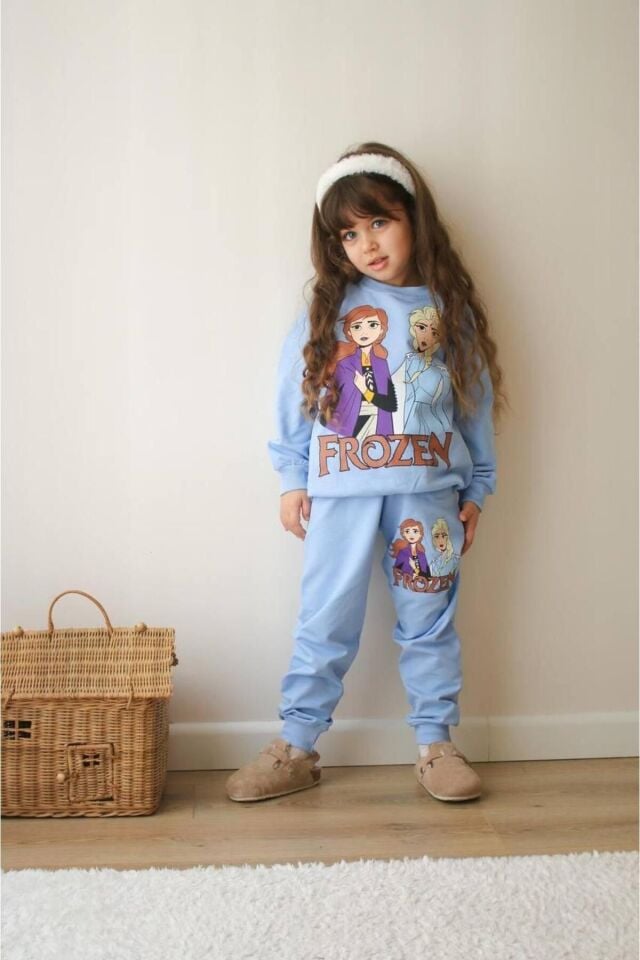 KIZ ÇOCUK ELSA VE ANNA BASKILI EŞOFMAN TAKIMI MEVSİMLİK