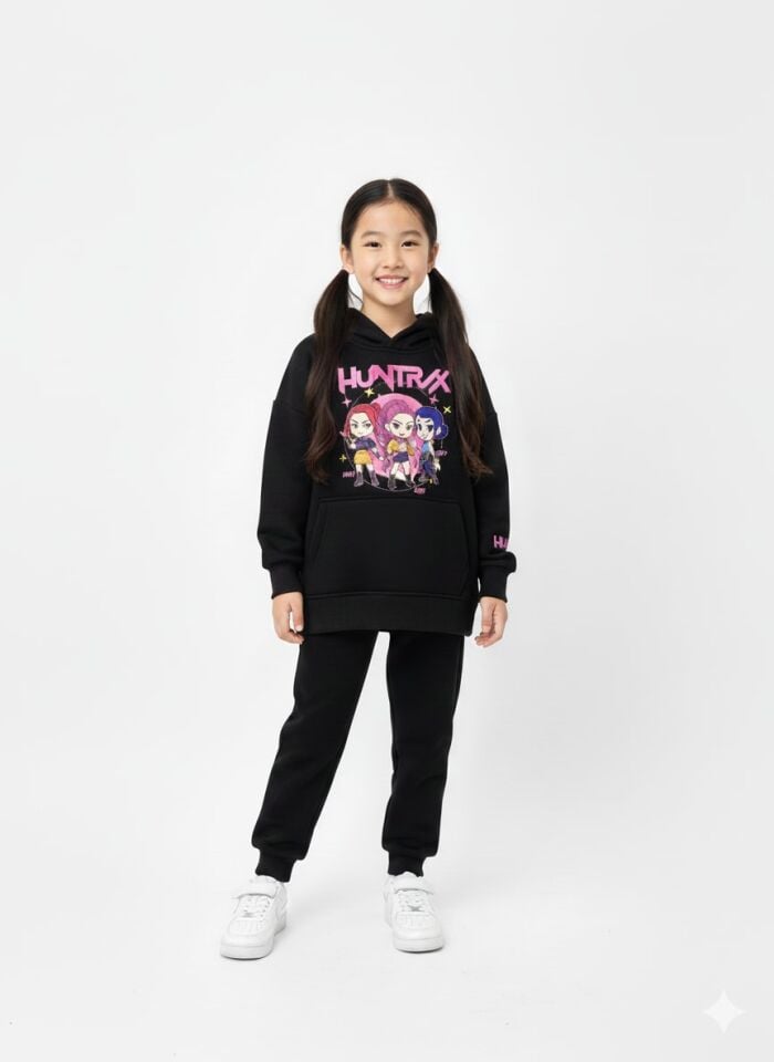 KPOP Demon Hunters Huntrix Zoey Rumi Mira Baskılı Kapişonlu  KIZ ÇOCUK EŞOFMAN TAKIMI