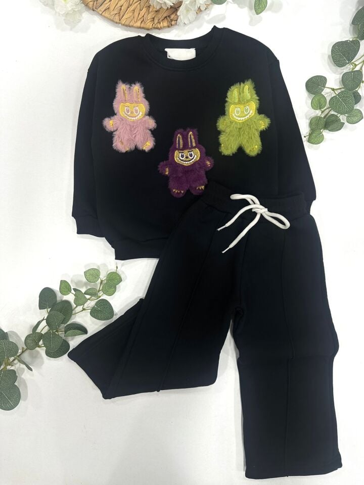 KUROMİ İŞLEMELİ 3 İP ŞARDONLU EŞOFMAN TAKIMI