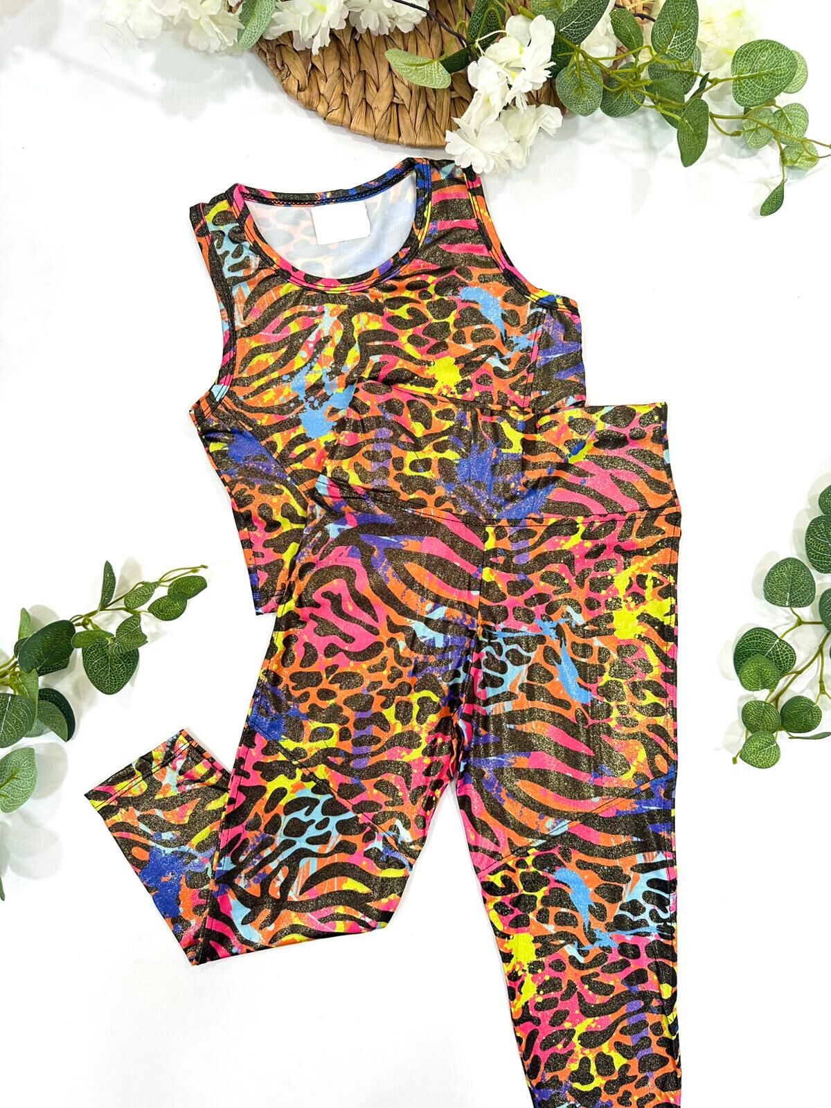 Leopar Desenli Renkli Kız Çocuk Spor Takım