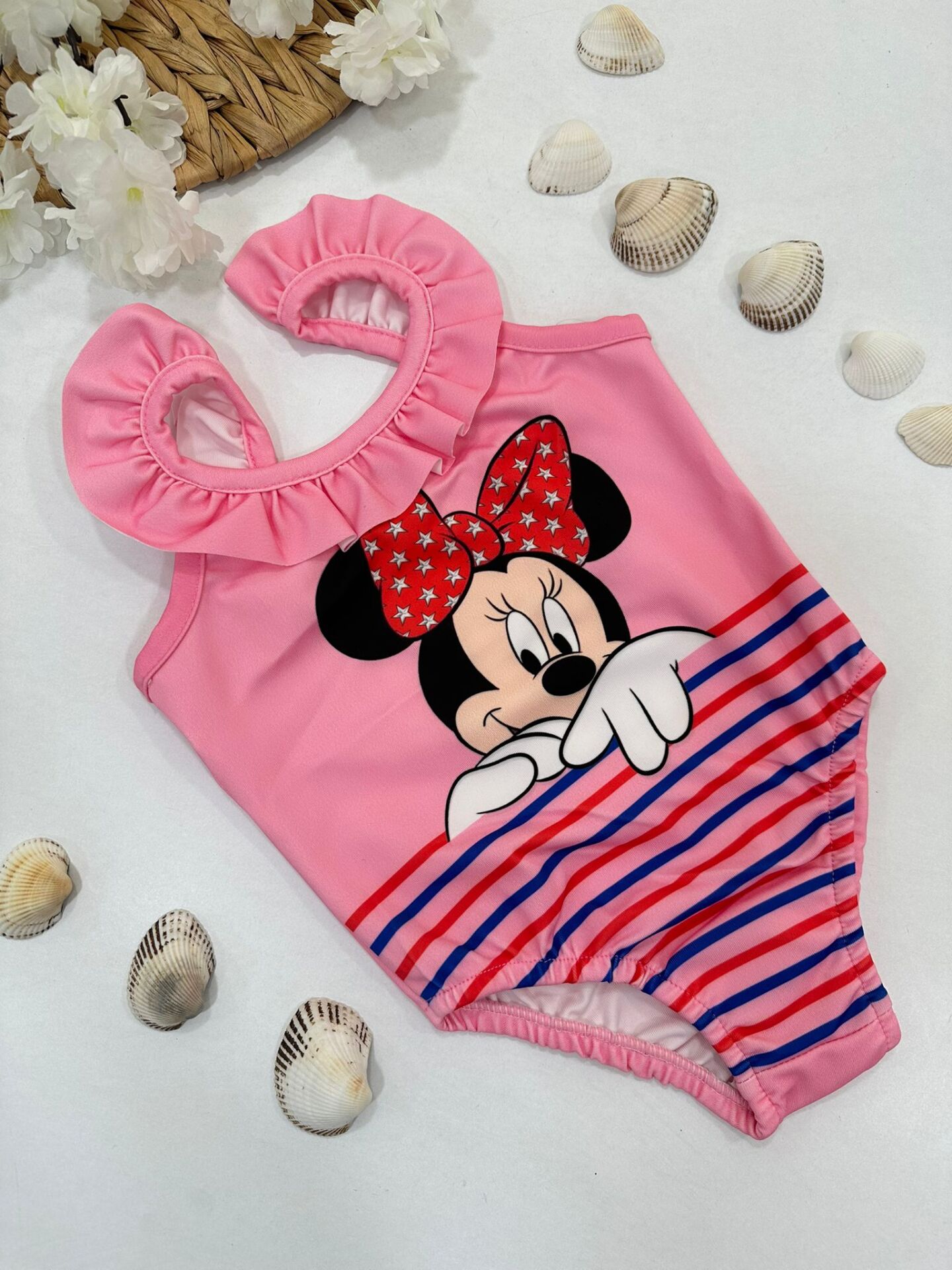 Minnie Mouse Askılı Fırfırlı Kız Çocuk Mayo