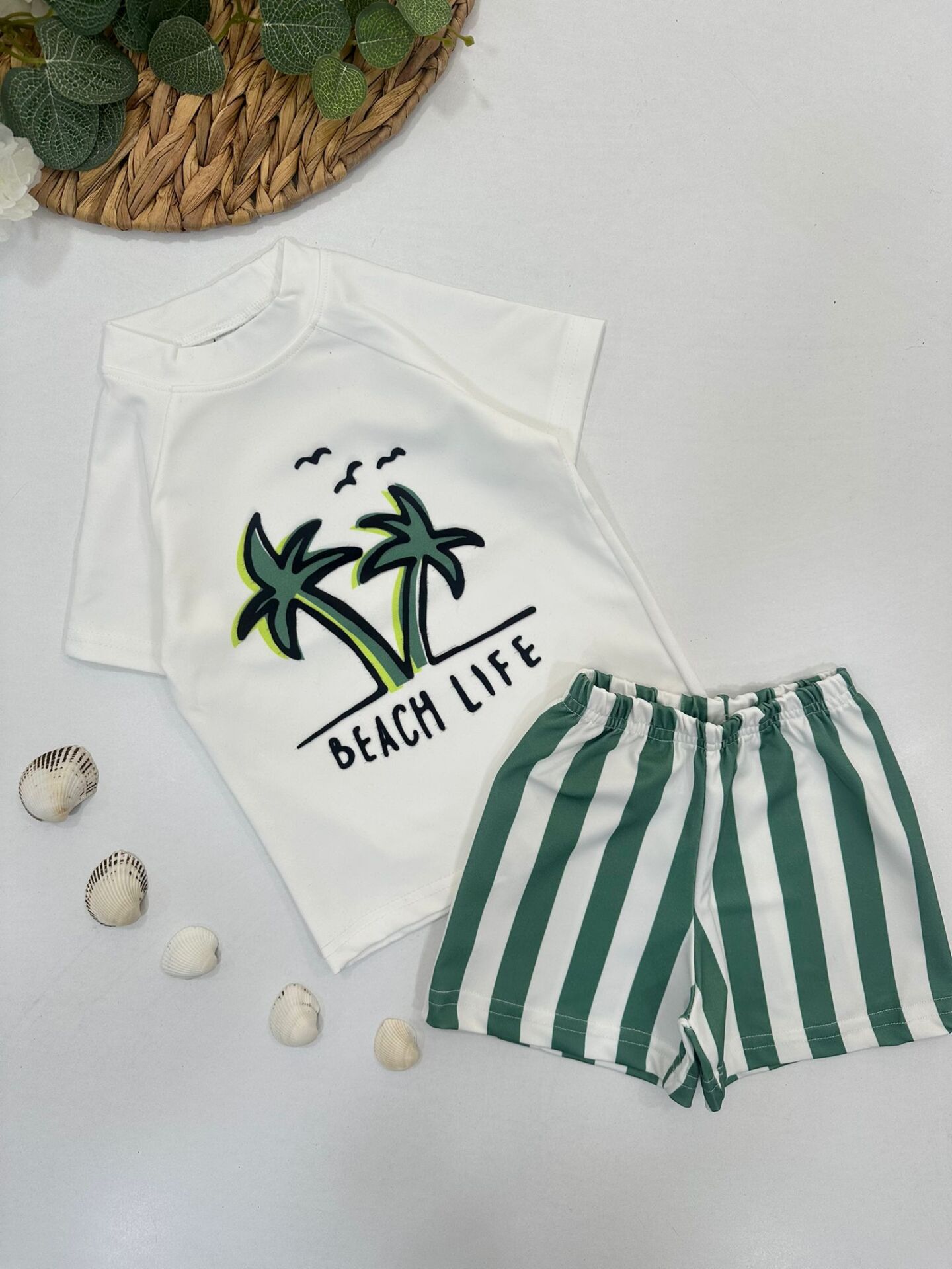 PALMİYE DESENLİ ERKEK ÇOCUK MAYO