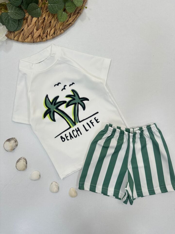 PALMİYE DESENLİ ERKEK ÇOCUK MAYO