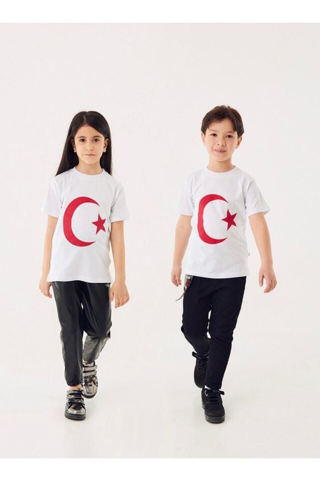 ÇOCUKLAR İÇİN AY YILDIZ BASKILI T-SHIRT