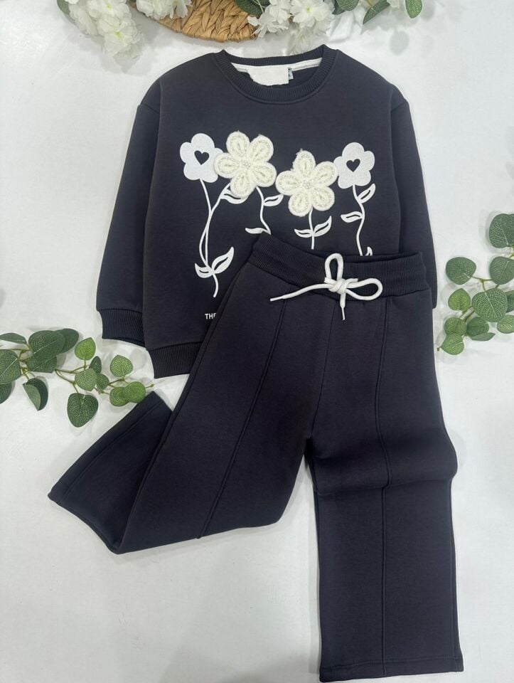 ÇİÇEK DESENLİ 3 İP ŞARDONLU EŞOFMAN TAKIMI