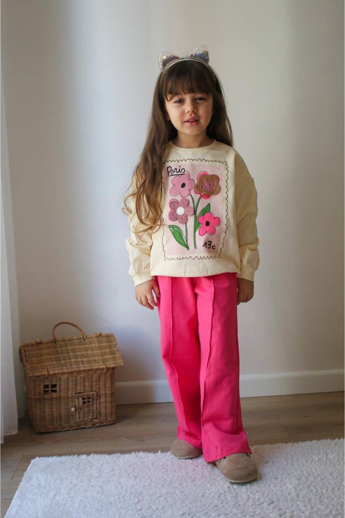 KIZ ÇOCUK ÖRME DETAYLI EŞOFMAN TAKIMI